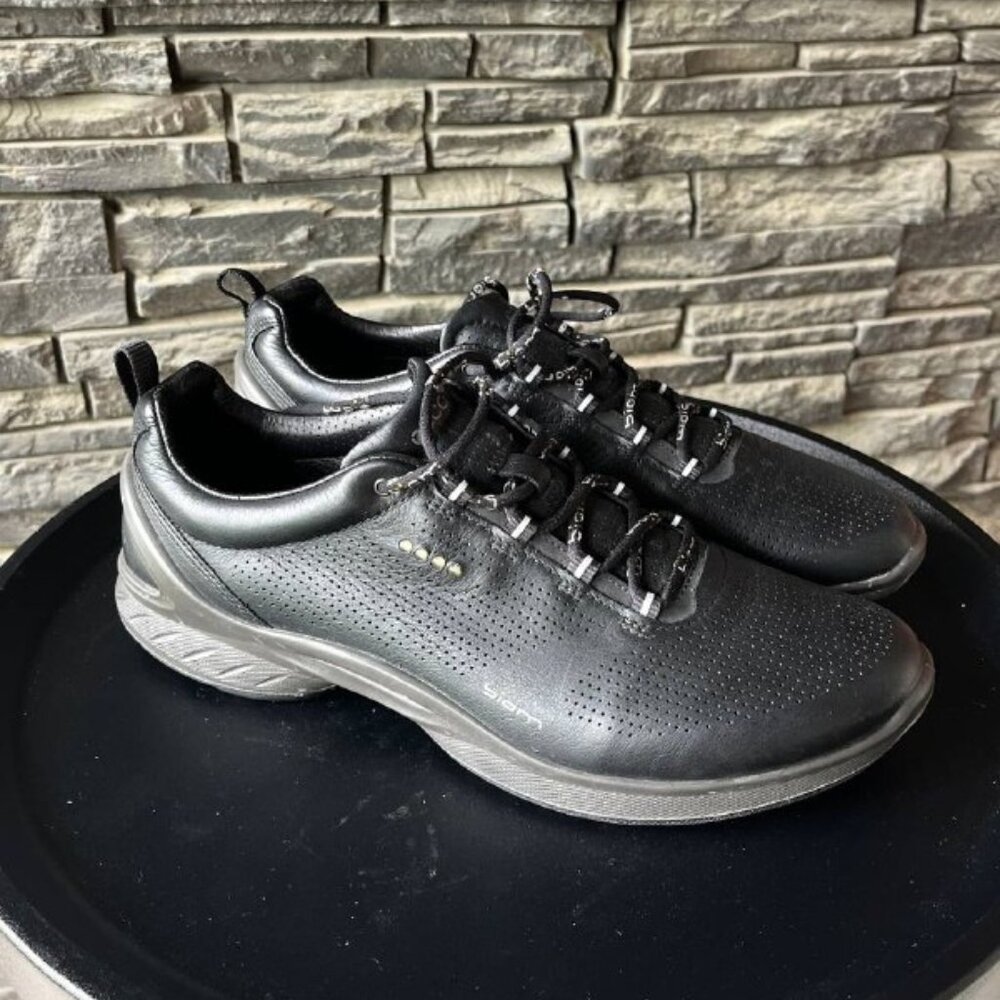 ECCO BIOM Men's Black Leather Sneakers EU 41 Comfort Walking Shoes Casual  Premi